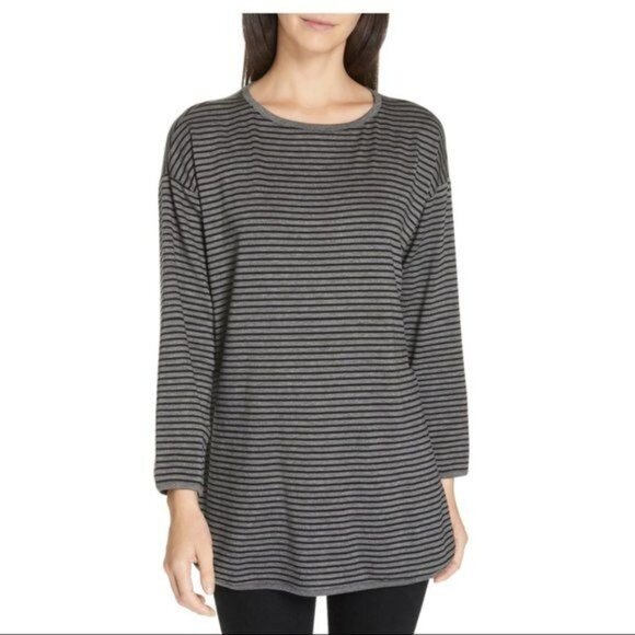 EILEEN FISHER Boat-neck Striped Top - XS - Picture 1 of 8